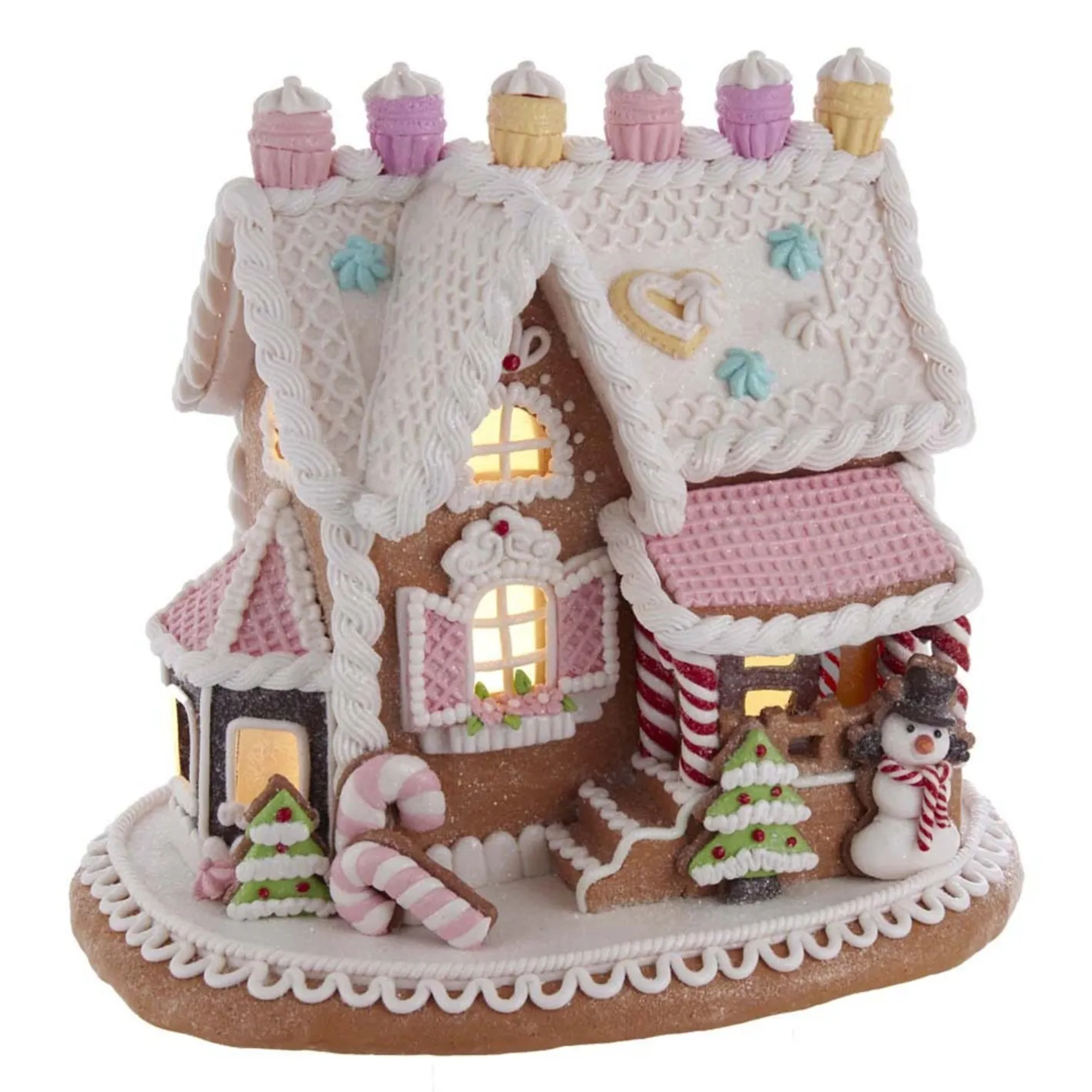 Kurt Adler 9" Battery Operated LED Lighted Claydough Gingerbread Cake Christmas House GBJ0010 Outlet