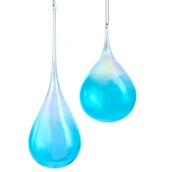 Kurt Adler 5" Blue Drop Glass Christmas Ornament D3554 Hot