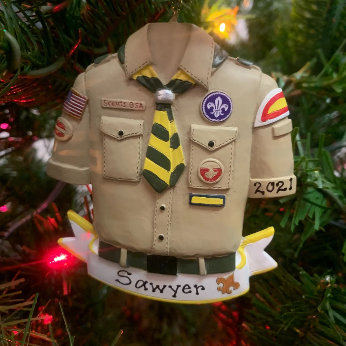Kurt Adler 3.5" Boy Scout Shirt Personalized Christmas Ornament BS2202B New
