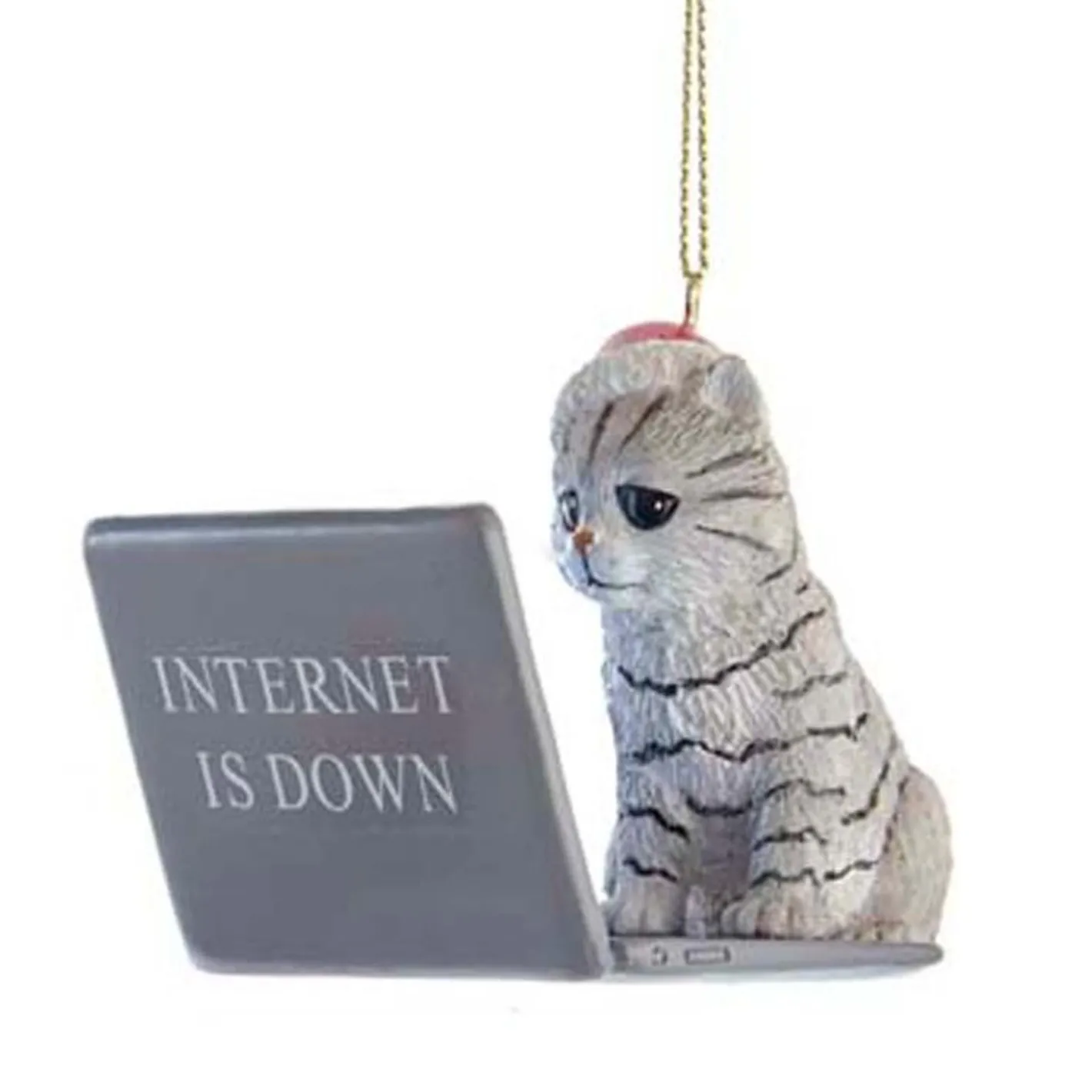 Kurt Adler 3.25" Computer Cat With Santa Hat Christmas Ornament E0600 Discount