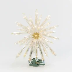 Gerson 13.5" Electric Lighted Glittered Crystal Starburst Christmas Tree Topper 2619000 Clearance