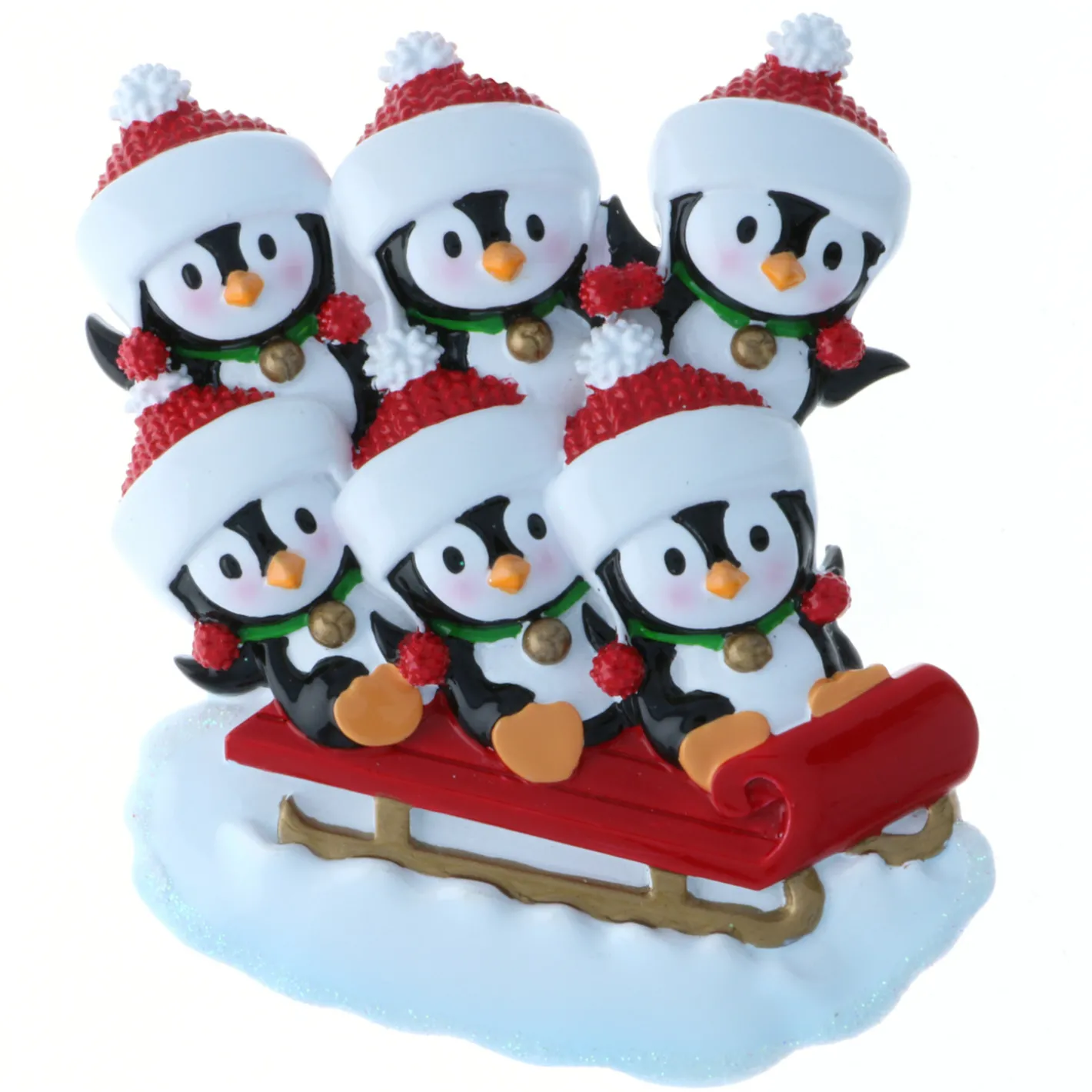 Polar X 4.5" Family of 6 Penguins on Sled Personalized Christmas Ornament OR1915-6 New