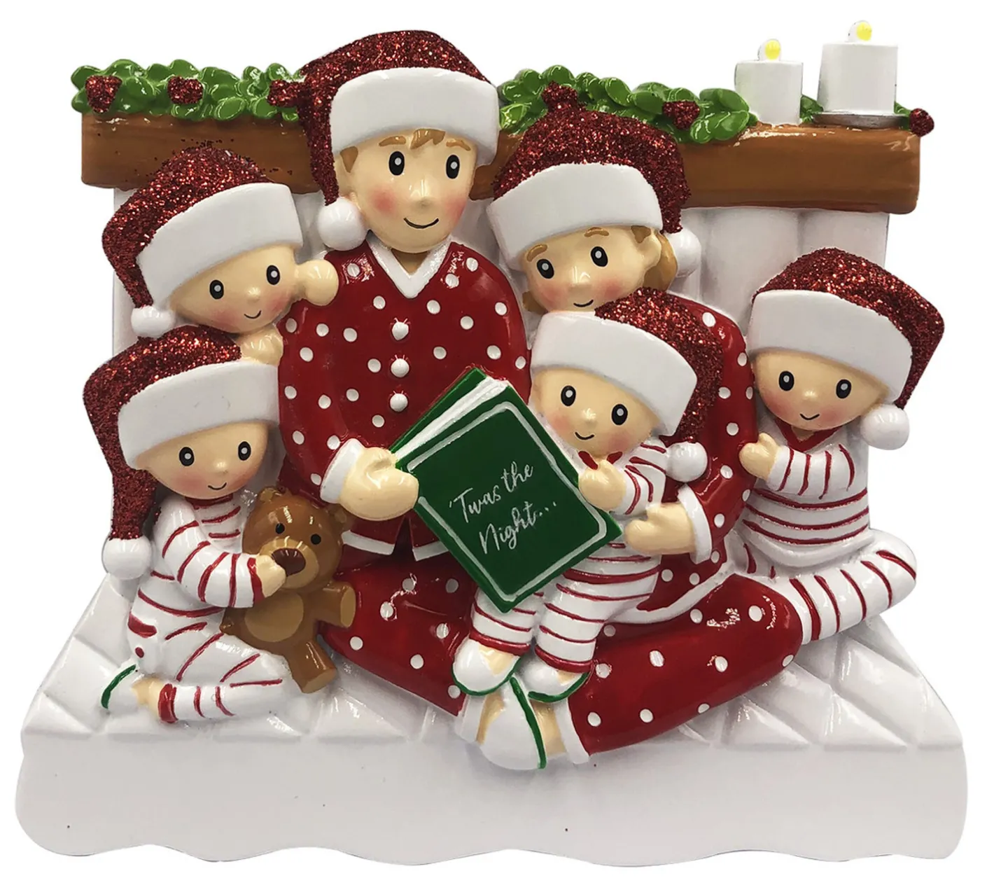 Polar X 4.75" Family of 6 Reading in Bed Personalized Christmas Ornament OR2025-6 Outlet
