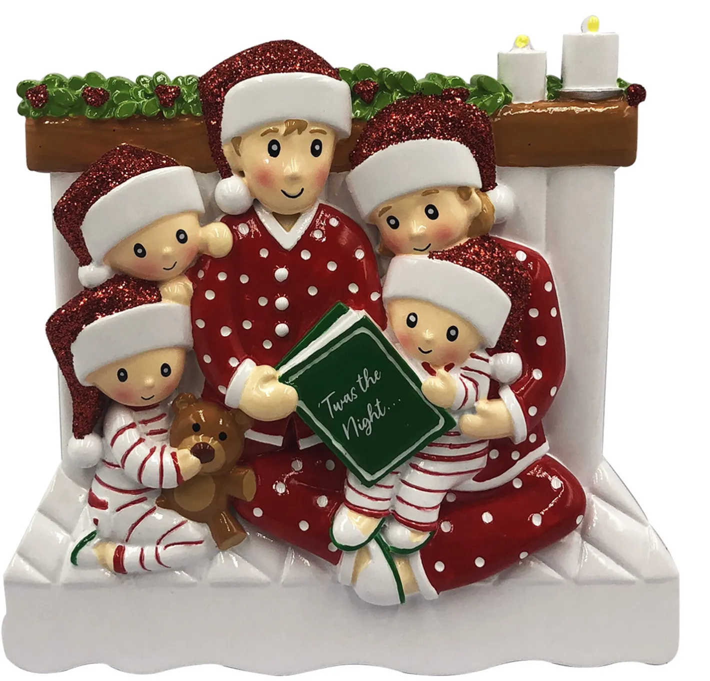 Polar X 4.5" Family of 5 Reading in Bed Personalized Christmas Ornament OR2025-5 Hot