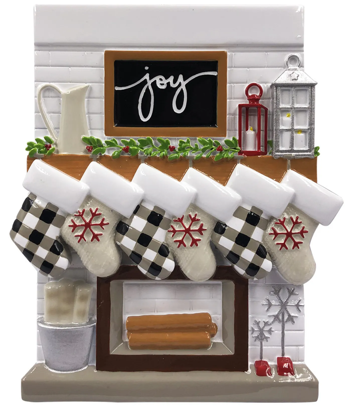 Polar X 5" Fireplace Mantle Stocking Family of 6 Personalized Christmas Ornament OR2030-6 Outlet