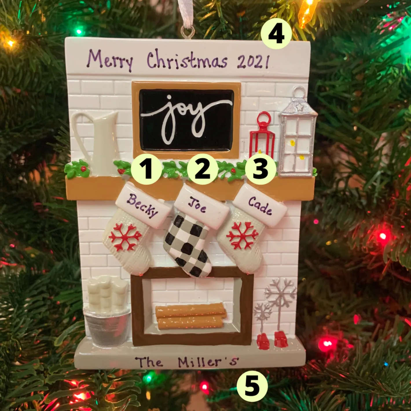 Polar X 5" Fireplace Mantle Stocking Family of 3 Personalized Christmas Ornament OR2030-3 Clearance