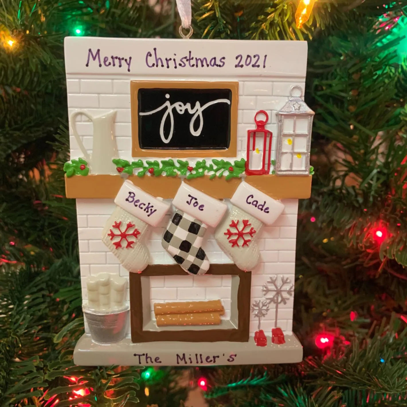 Polar X 5" Fireplace Mantle Stocking Family of 3 Personalized Christmas Ornament OR2030-3 Clearance