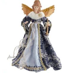 Kurt Adler 17" Indigo Blue Delft Angel Christmas Tree Topper J6099 New