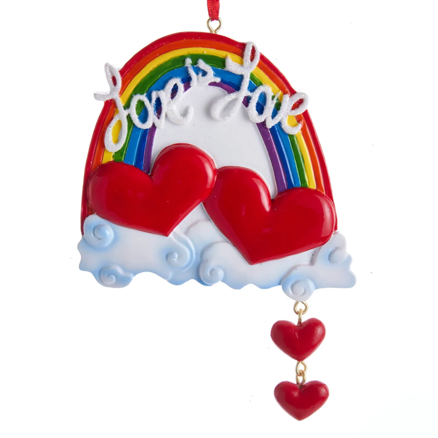 Kurt Adler 3.75" Love Is Love Rainbow Personalized Christmas Ornament W8454