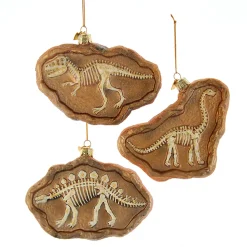 Kurt Adler 4.75" Noble Gems Dinosaur Fossil Glass Christmas Ornament NB1726 Clearance