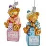 Kurt Adler 5" Noble Gems Pink or Blue Baby's First Christmas Baby Bear Glass Christmas Ornament NB1675 Clearance