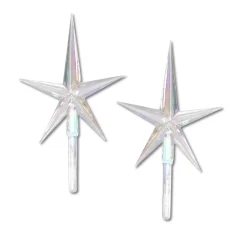 Darice 2 Pack Small Clear Iridescent Ceramic Tree Plastic Replacement Star P0678 Clearance