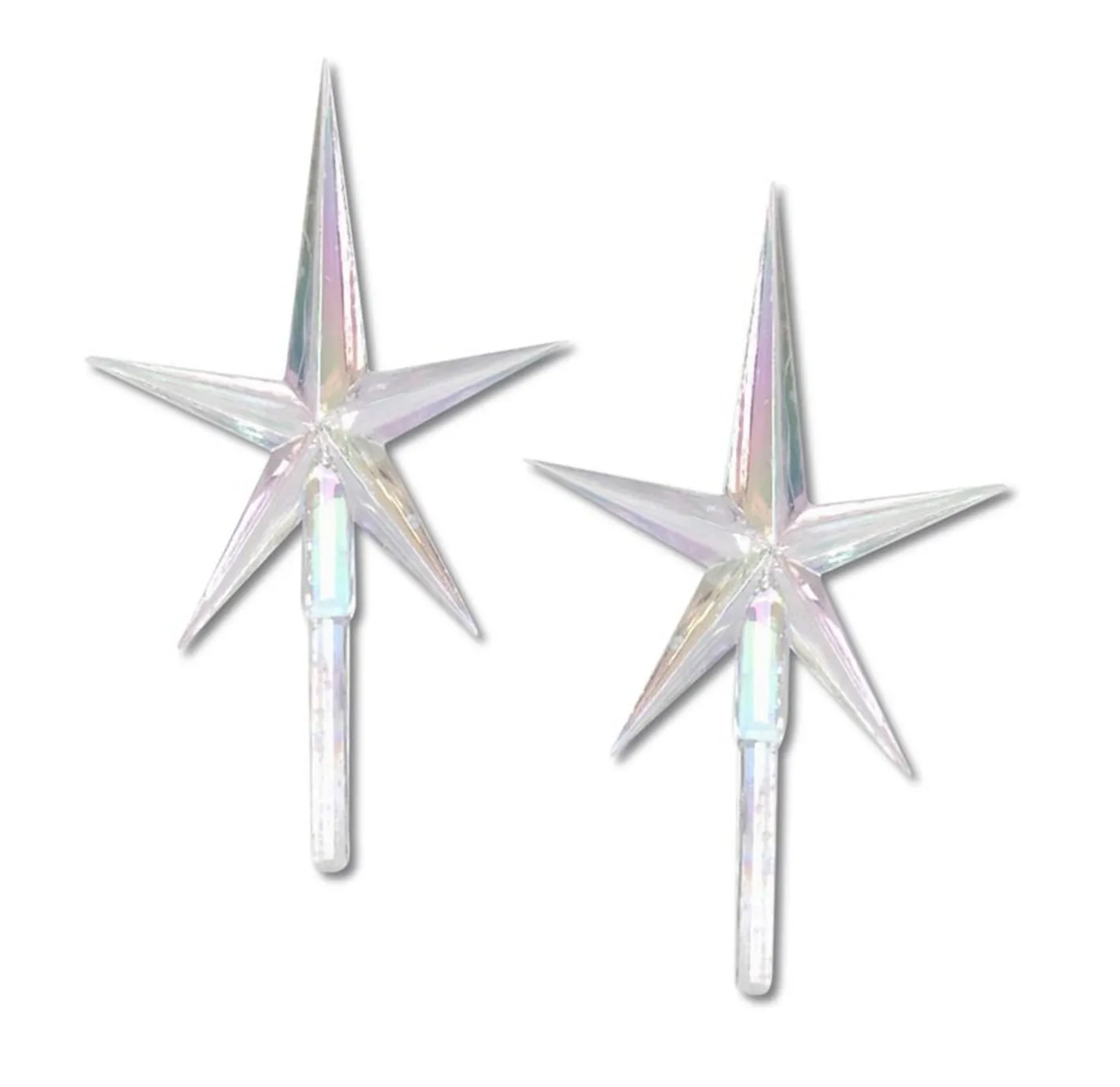 Darice 2 Pack Small Clear Iridescent Ceramic Tree Plastic Replacement Star P0678 Clearance