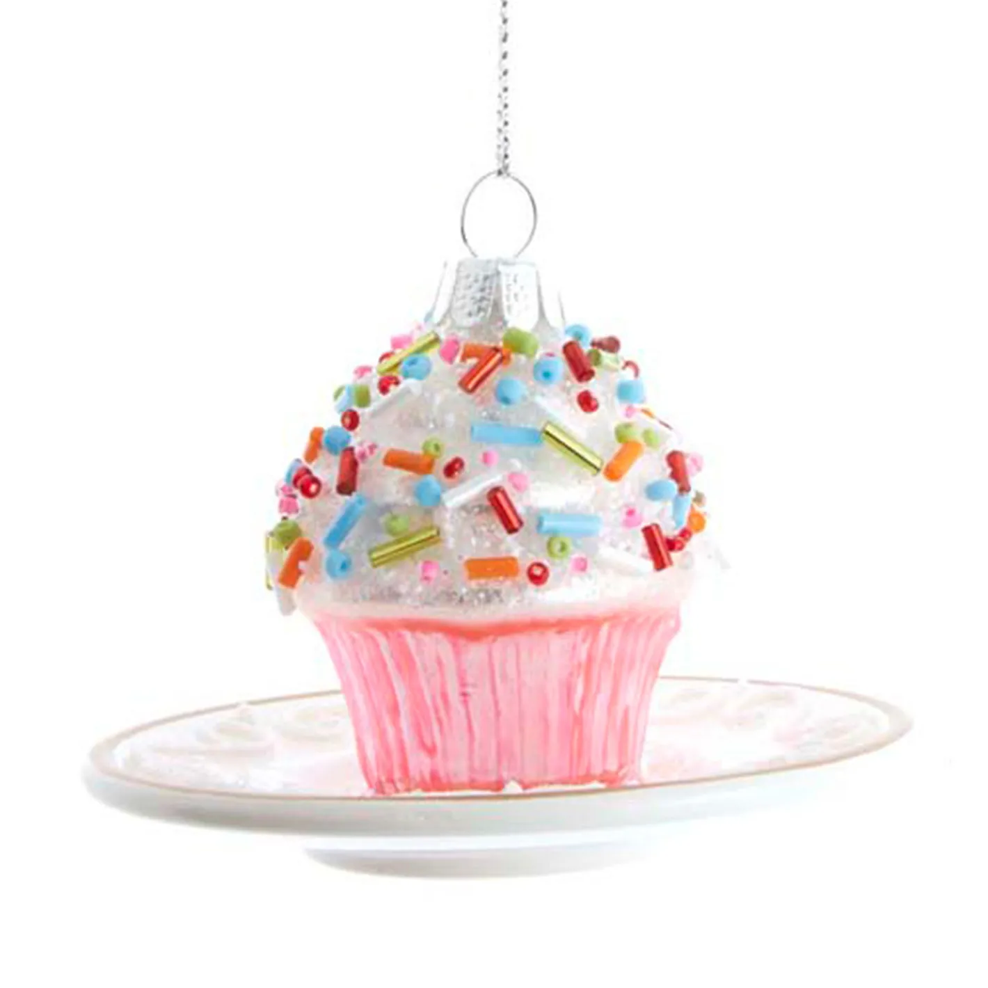 Kurt Adler 3.25" Pink Miniature Cake Glass Christmas Ornament C6374 Hot