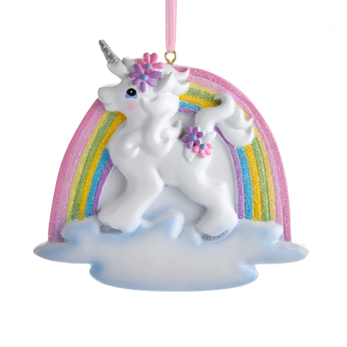 Kurt Adler 4.5" Unicorn and Rainbow Personalized Christmas Ornament W8457 Sale