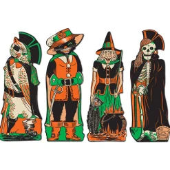 Beistle 17" Vintage Halloween Paper Cutout Decorations Fancy Dress Set of 4 01181 New
