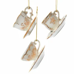 Kurt Adler 3" White and Gold Teacup Porcelain Christmas Ornament J7487 Discount