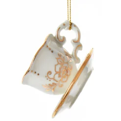 Kurt Adler 3" White and Gold Teacup Porcelain Christmas Ornament J7487 Discount