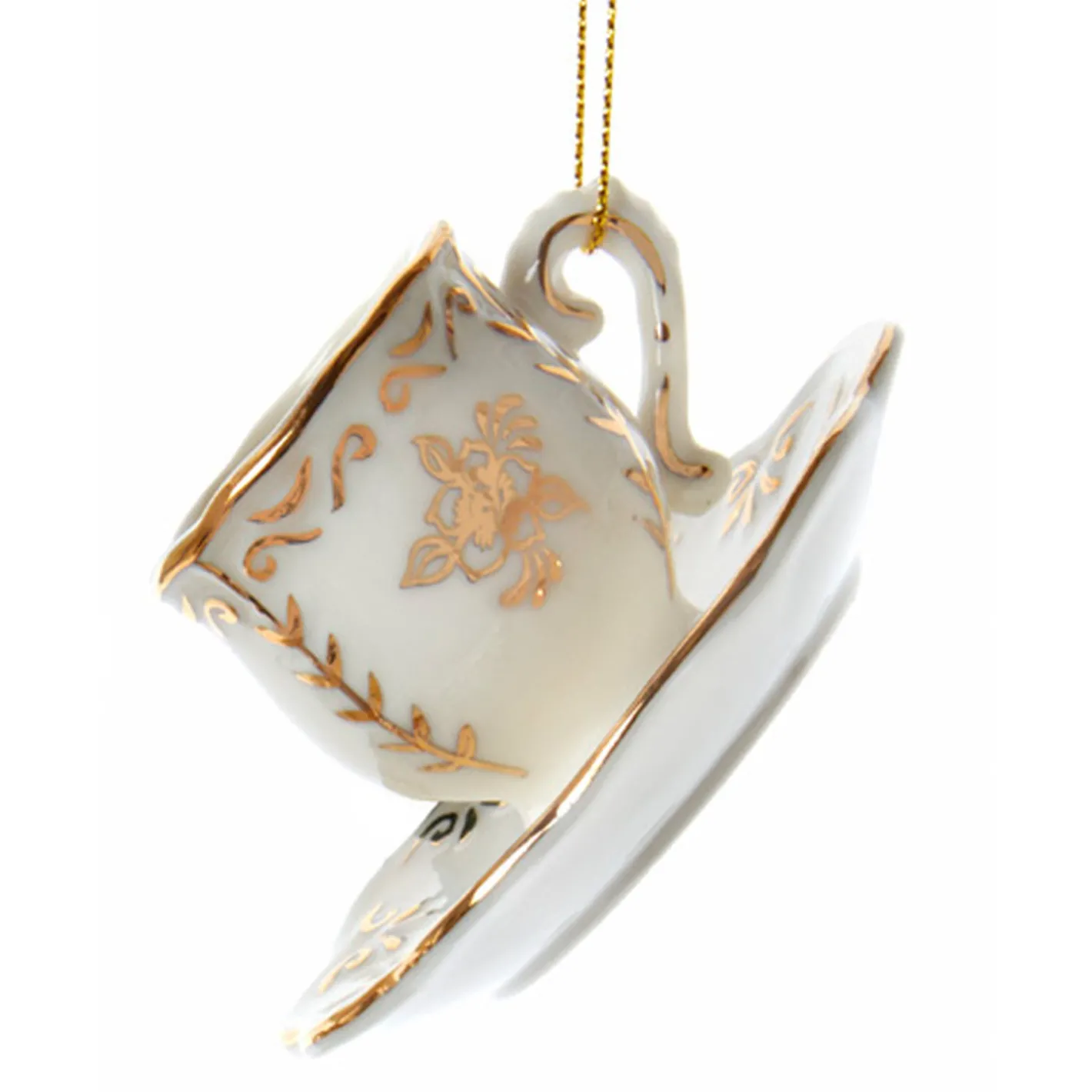 Kurt Adler 3" White and Gold Teacup Porcelain Christmas Ornament J7487 Discount