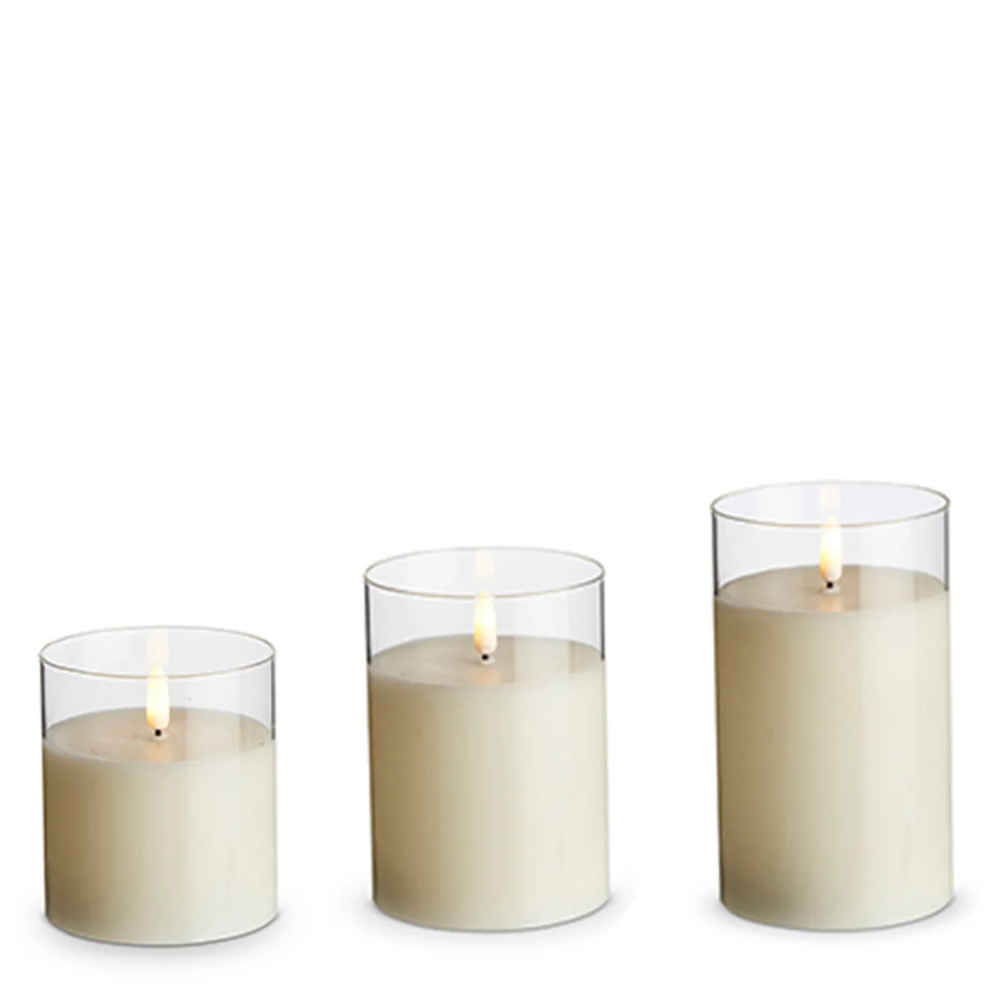 Raz Imports 3.5" x 4", 5", or 6" Ivory Pillar Battery Operated Flickering Candle In Clear Glass Online