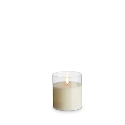 Raz Imports 3.5" x 4", 5", or 6" Ivory Pillar Battery Operated Flickering Candle In Clear Glass Online