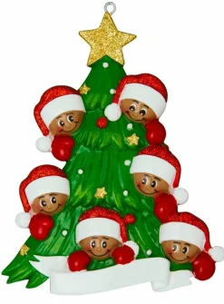 Polar X African American Christmas Tree Family of 6 Personalized Christmas Ornament AA827-6 Online
