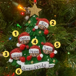 Polar X African American Christmas Tree Family of 5 Personalized Christmas Ornament AA827-5 Outlet