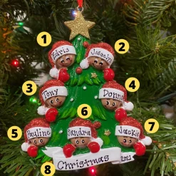 Polar X African American Christmas Tree Family of 7 Personalized Christmas Ornament AA827-7 New