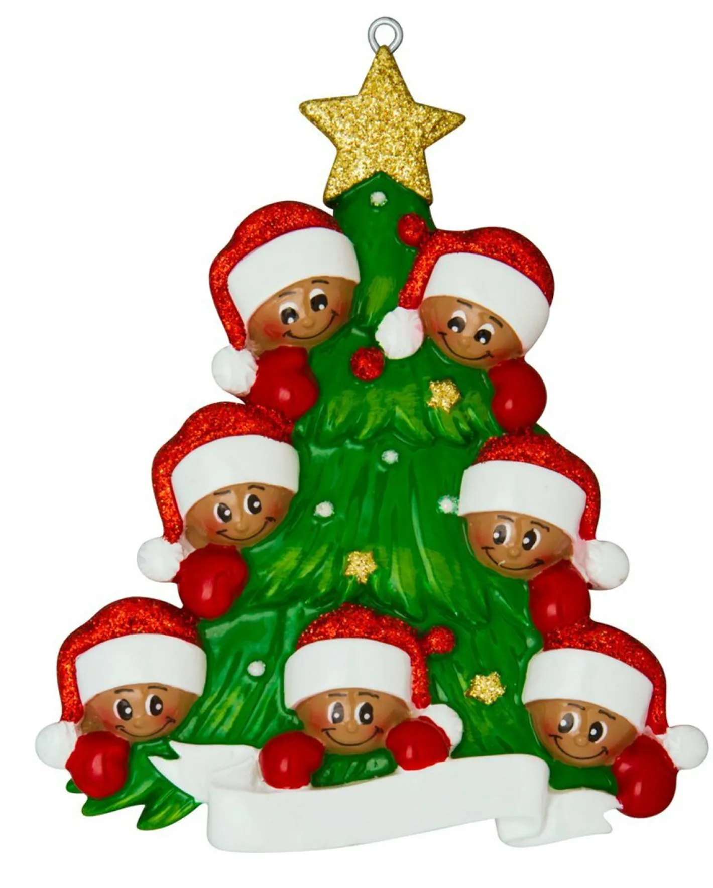 Polar X African American Christmas Tree Family of 7 Personalized Christmas Ornament AA827-7 New