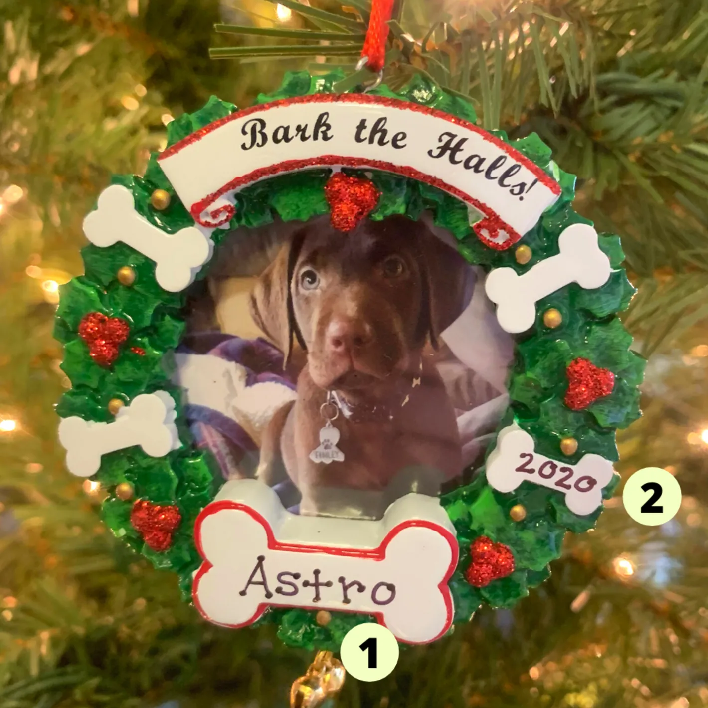 Polar X Bark The Halls Pet Picture Frame Personalized Christmas Ornament PF1899 New