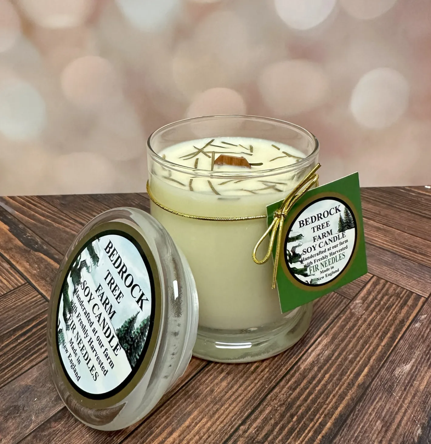 Bedrock Tree Farm Fir Needle Scented Libbey Status Wood Wick 12 oz Soy Candle LSJ12 New