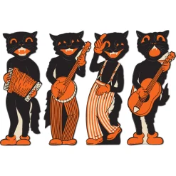 Beistle Vintage 17" Halloween Scat Cat Band Cutouts Decoration 01180 Online