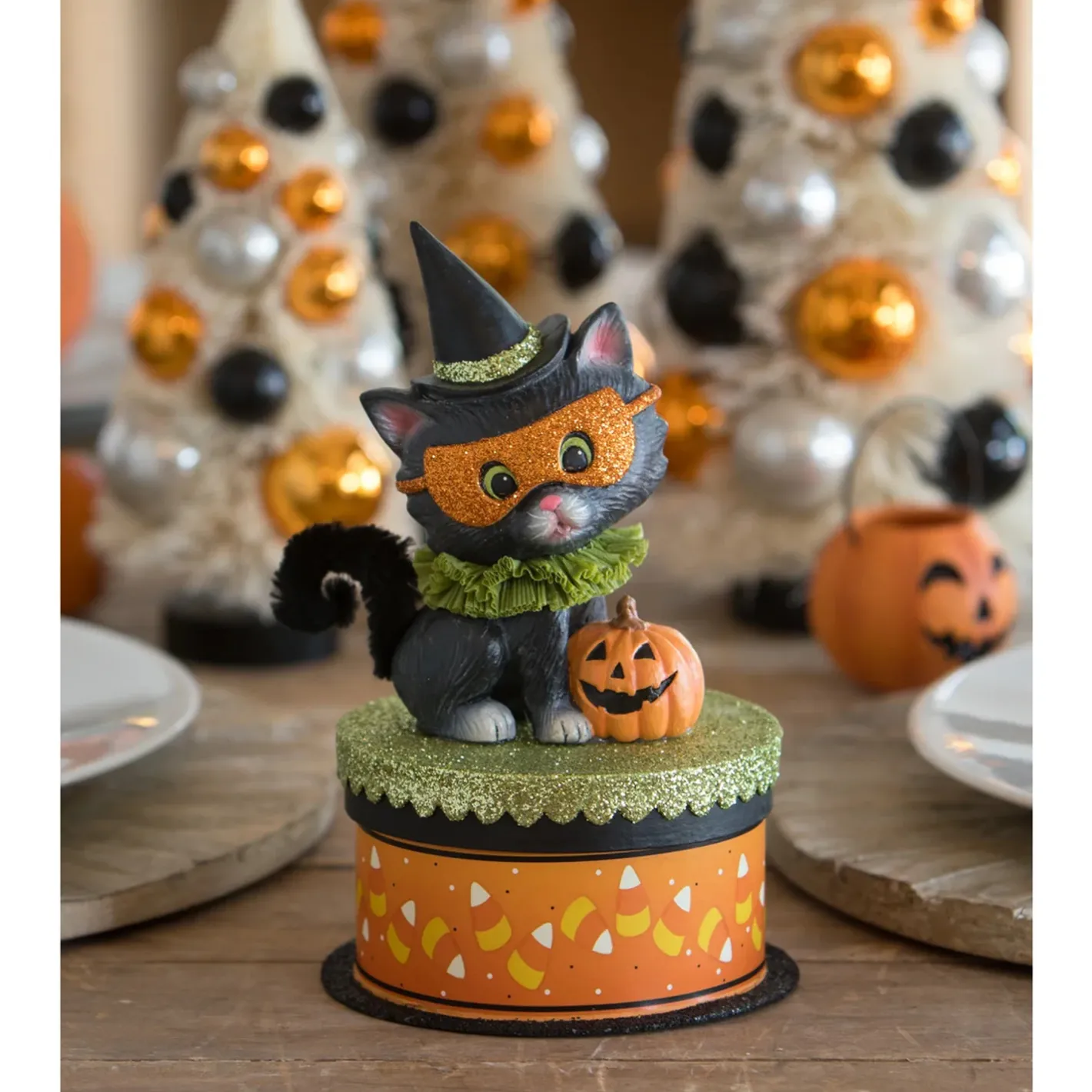 Bethany Lowe 8" Halloween Kitty Binks on Box Vintage Halloween Decoration TL3355 New