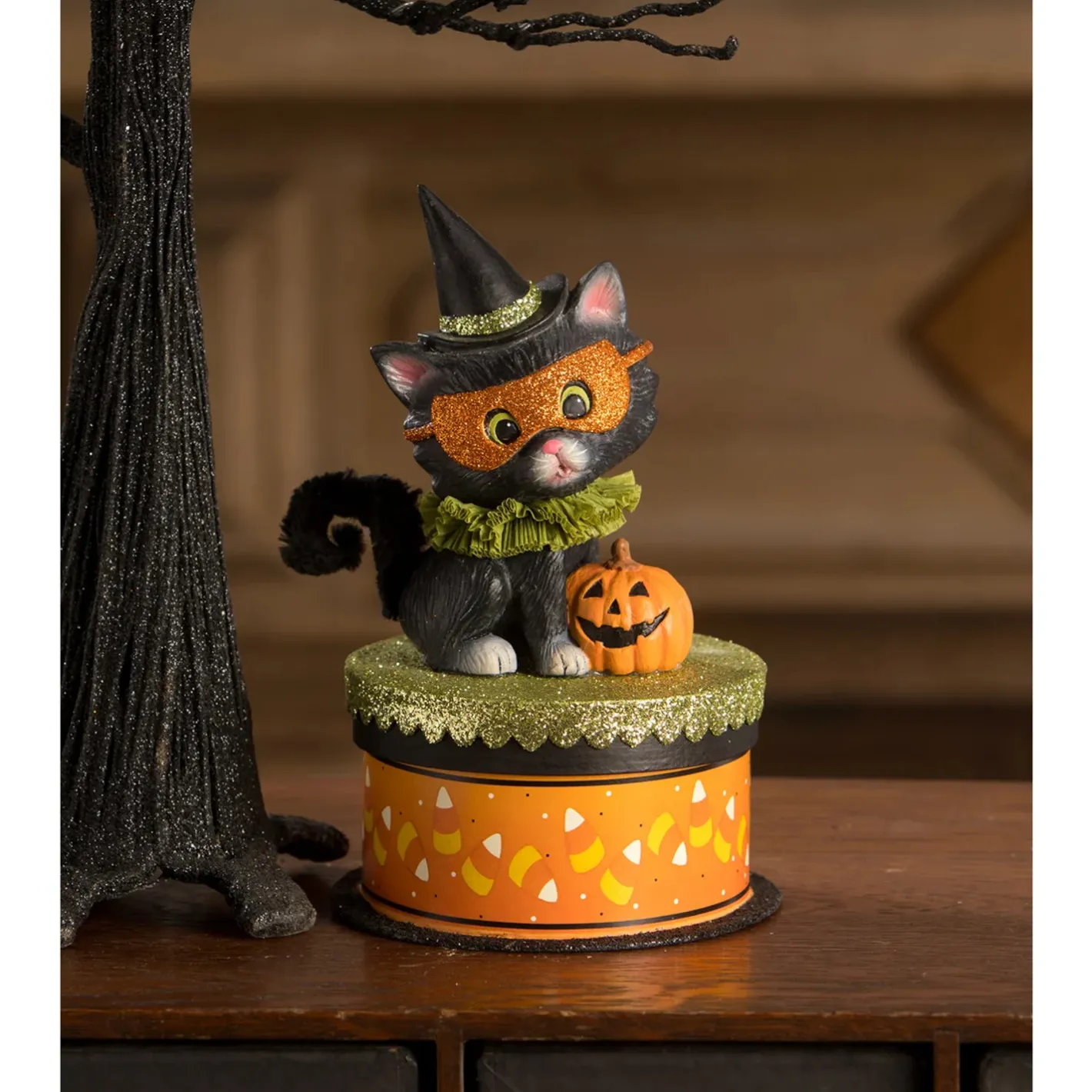 Bethany Lowe 8" Halloween Kitty Binks on Box Vintage Halloween Decoration TL3355 New