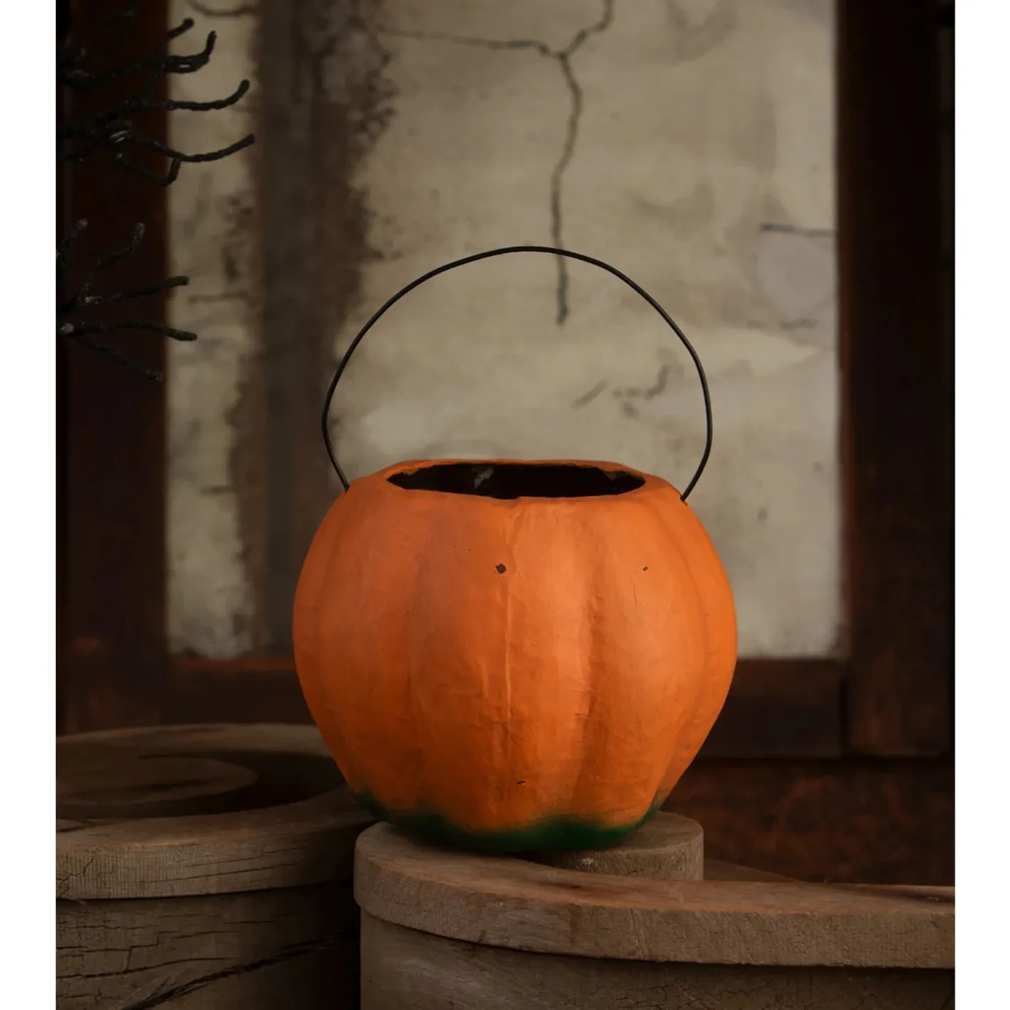 Bethany Lowe 6.5" Happy Vintage Pumpkin Bucket Medium Halloween Decoration TJ2411 New