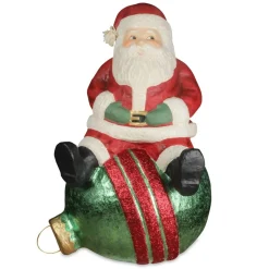 Bethany Lowe 20.5" Jolly Santa on Bauble Large Paper Mache Christmas Decoration TJ9509 Outlet