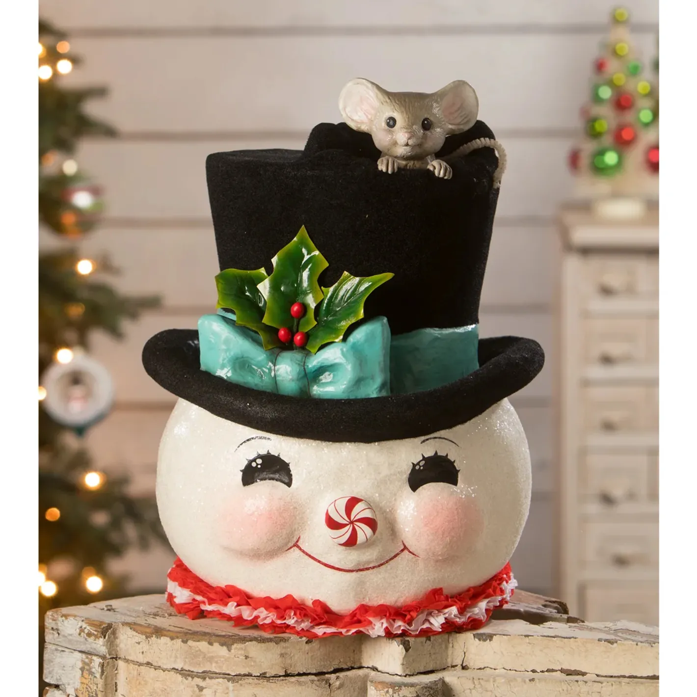 Bethany Lowe 14" Large Jolly Snowman Top Hat Surprise Christmas Decoration TD2140 Sale