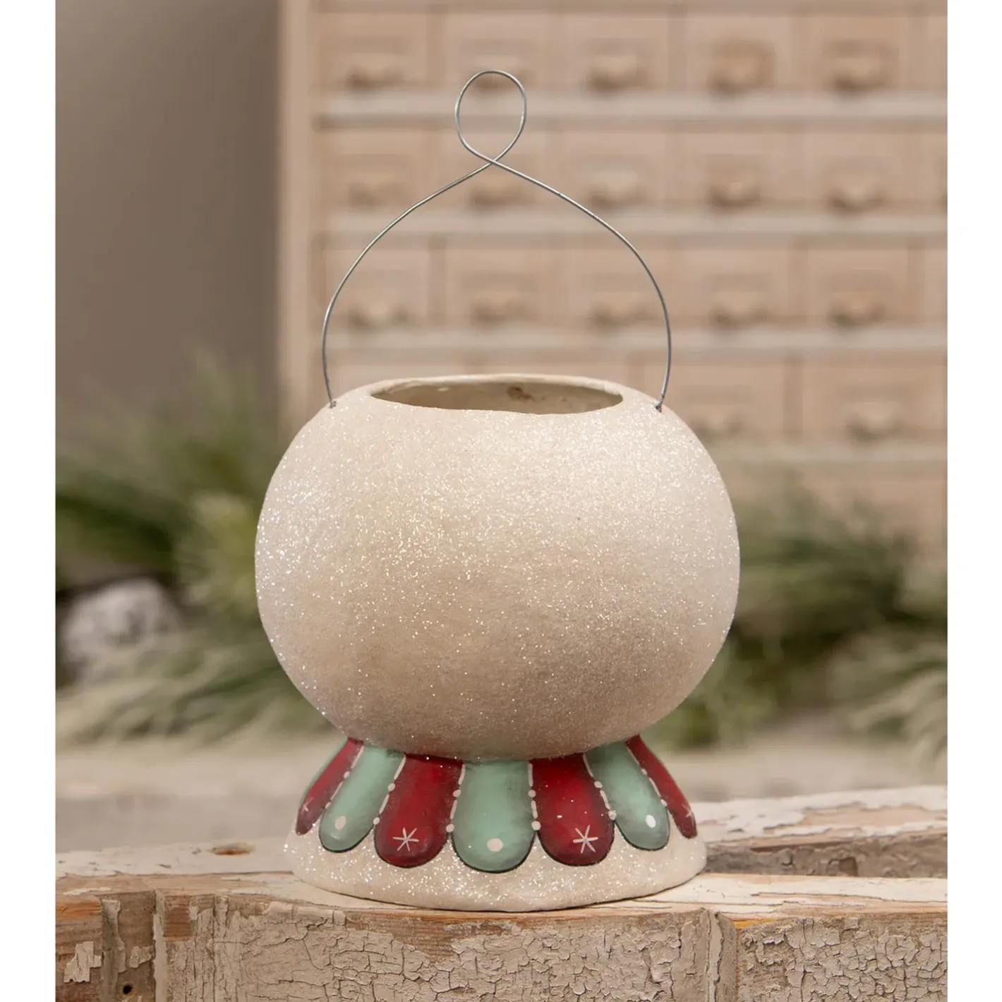 Bethany Lowe 7.75" Minty Beau Snow Glow Lantern Bucket Christmas Decoration JP2033 Best