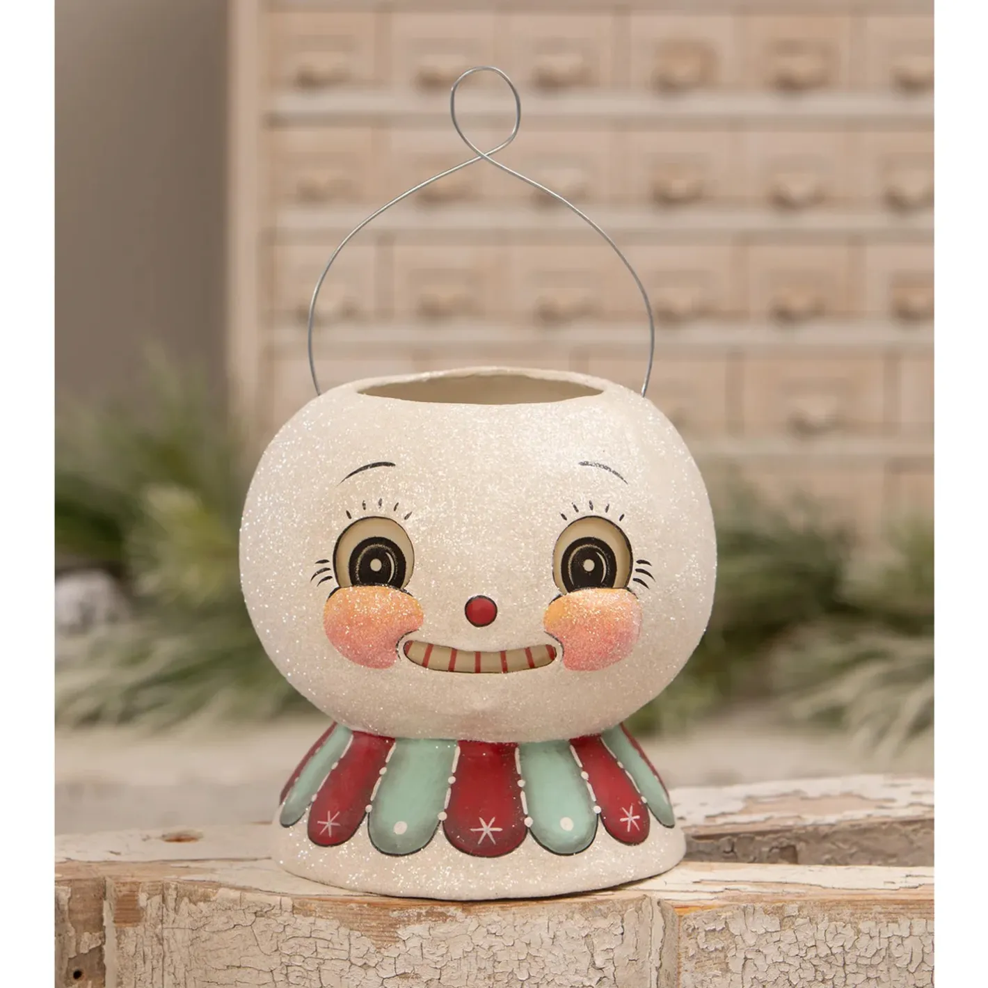 Bethany Lowe 7.75" Minty Beau Snow Glow Lantern Bucket Christmas Decoration JP2033 Best