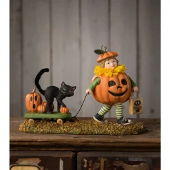 Bethany Lowe 7.5" Pumpkin Paige with Wagon Halloween Figure TD3152 Sale