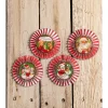 Bethany Lowe 3.5" Set of 4 Kitschmas Rosette Vintage Christmas Ornaments TL3366 Outlet