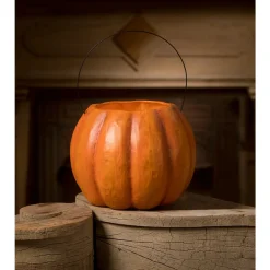 Bethany Lowe 8" Spunky Pumpkin Bucket Paper Mache Vintage Halloween Decoration TJ2314 New
