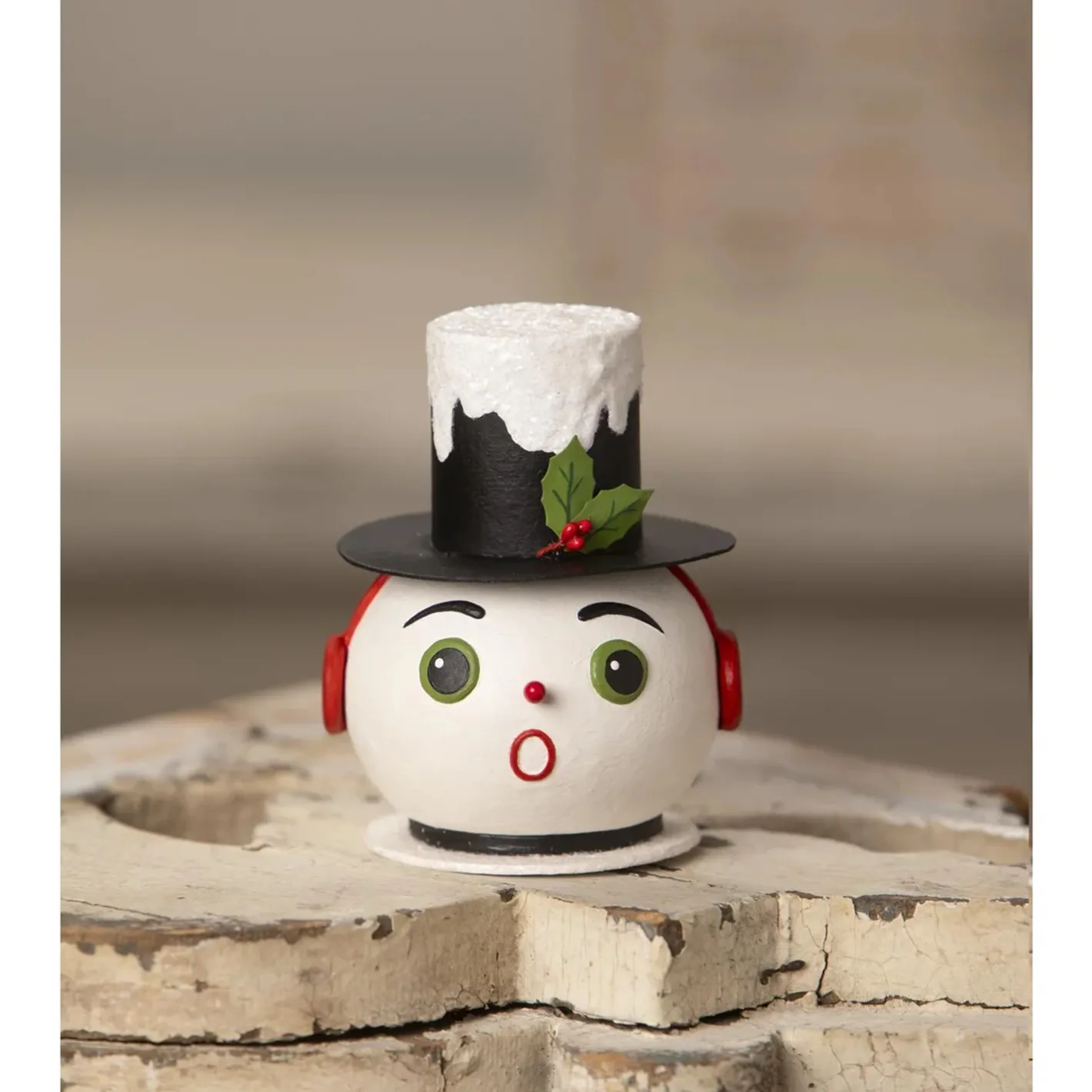 Bethany Lowe 4.25" Vintage Surprised Snowman Container Christmas Decoration TF3276 Online