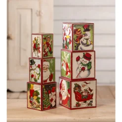 Bethany Lowe Set of 6 Kitschmas Stacking Blocks Vintage Christmas Decoration TL3364 Discount