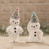 Bethany Lowe Set of 2 Pastel Snowmen Christmas Figures Hot