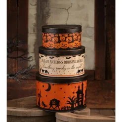 Bethany Lowe Vintage Halloween Stacked Tins Decoration TF4245