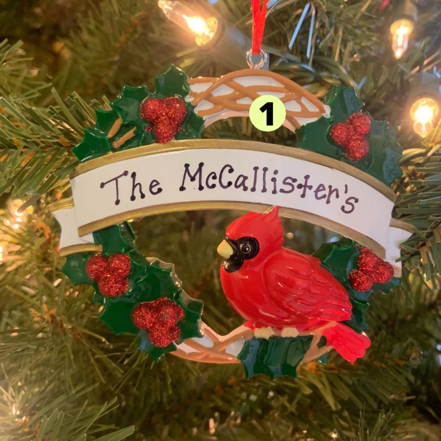 Polar X Cardinal with Wreath Personalized Christmas Ornament OR1905 Online