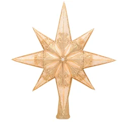 Christopher Radko Champagne Stellar Star Glass Christmas Tree Topper 1017544 New