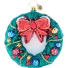 Christopher Radko Enchanted Evergreen Wreath Glass Christmas Ornament 1021960 Sale