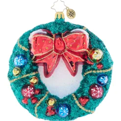 Christopher Radko Enchanted Evergreen Wreath Glass Christmas Ornament 1021960 Sale